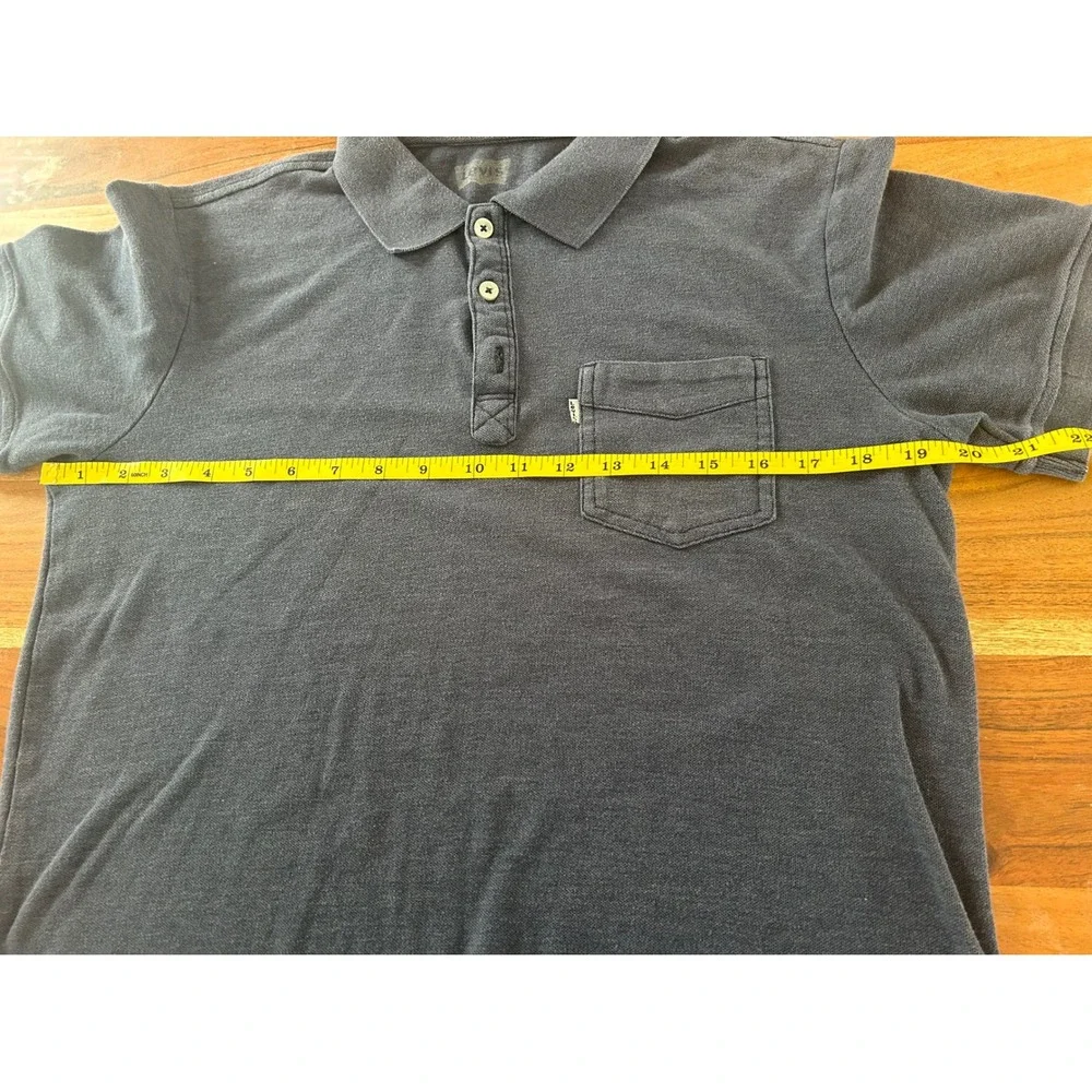 Levis Mens Small Navy Blue Pique Short Sleeve Pocket Polo Shirt Cotton Blend